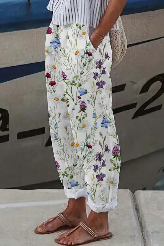Heidi-Mode | Lässig Unique Printed Button Pocket Pants - Image 8
