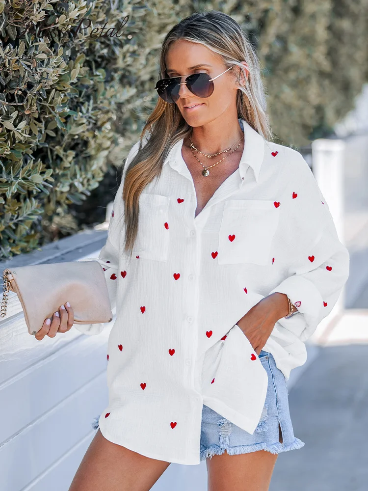 Heidi-Mode | Lässige Frühlingsbluse mit Besticktem Herz für Damen - Image 2