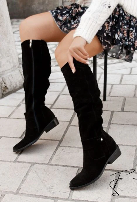 Heidi-Mode | Legere Kniehohe Damen-Cowboystiefel Aus Wildleder Unter Dem Knie - Image 4