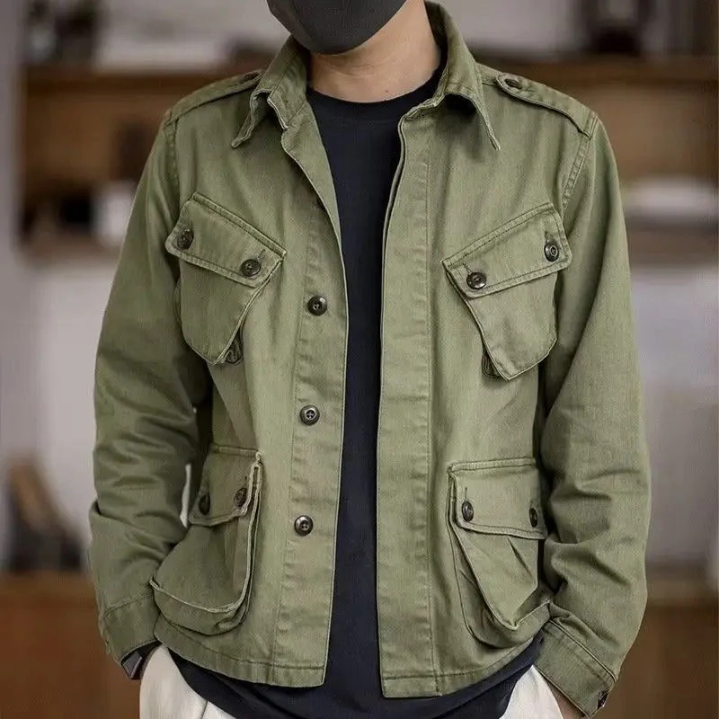 Heidi-Mode | Lässige Multifunktions Grüne Militärjacke für Männer - Image 3