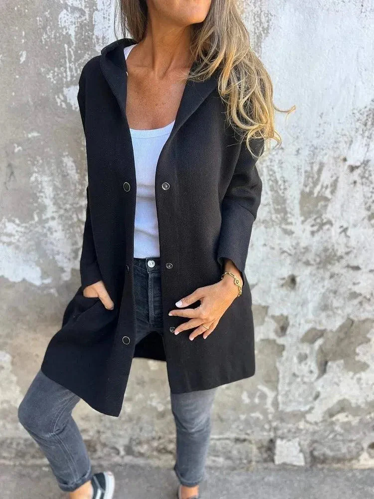 Heidi-Mode | Lässiger Einreihiger Cardigan mit Kapuze - Image 3