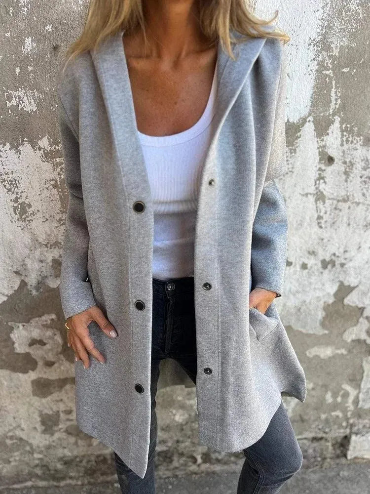 Heidi-Mode | Lässiger Einreihiger Cardigan mit Kapuze - Image 7