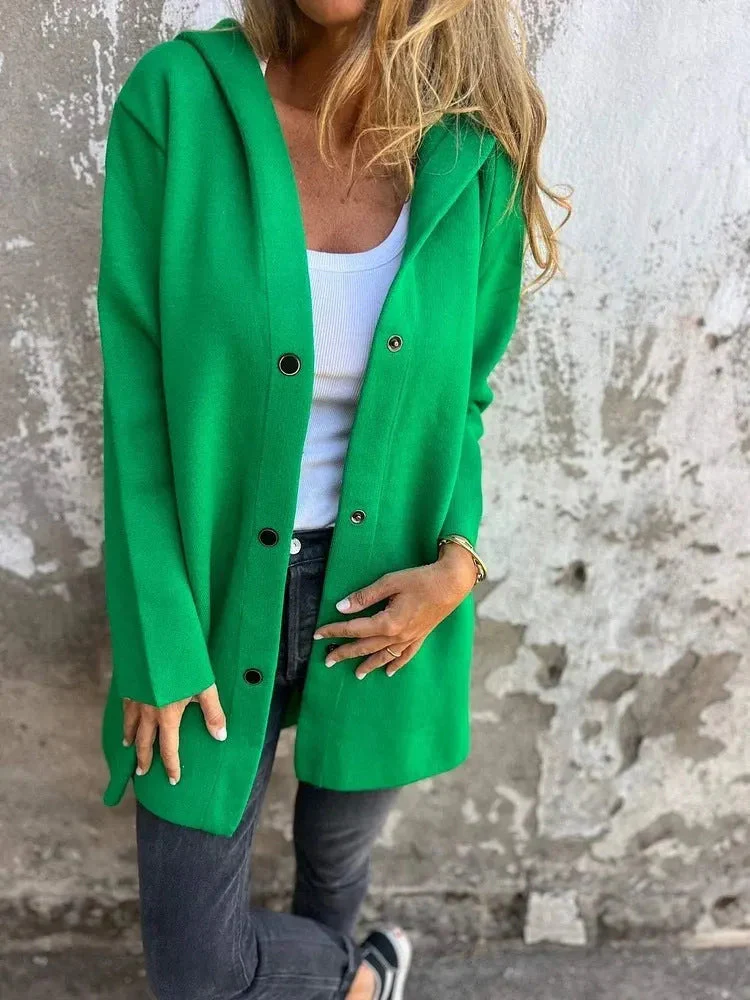 Heidi-Mode | Lässiger Einreihiger Cardigan mit Kapuze - Image 8