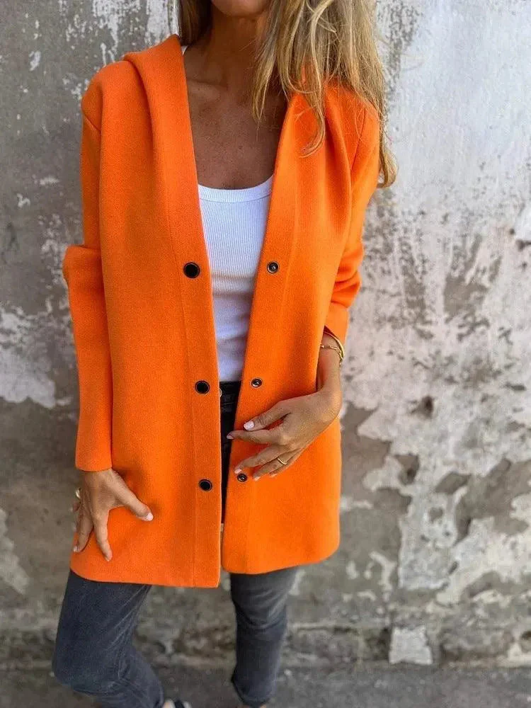 Heidi-Mode | Lässiger Einreihiger Cardigan mit Kapuze - Image 9