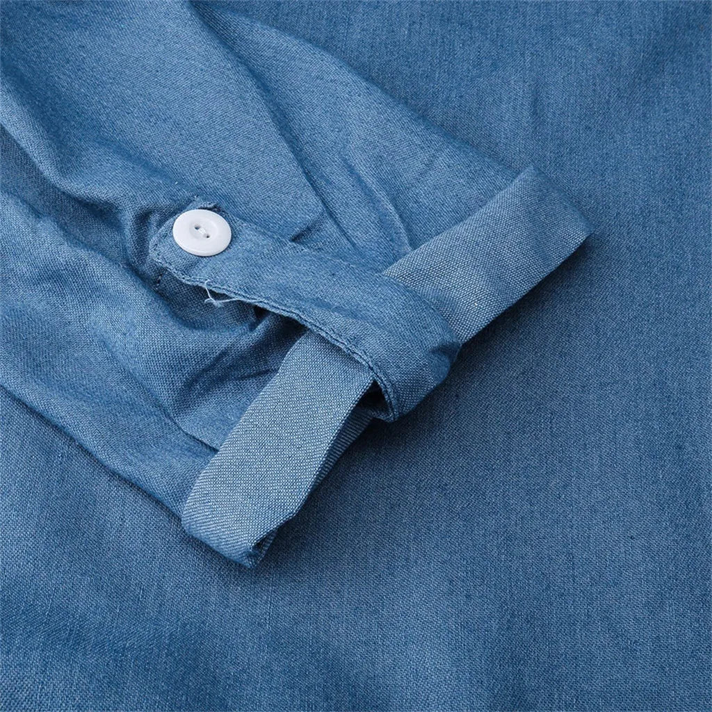 Heidi-Mode | Lässiges Denim Maxikleid mit Kragen für Damen - Image 5