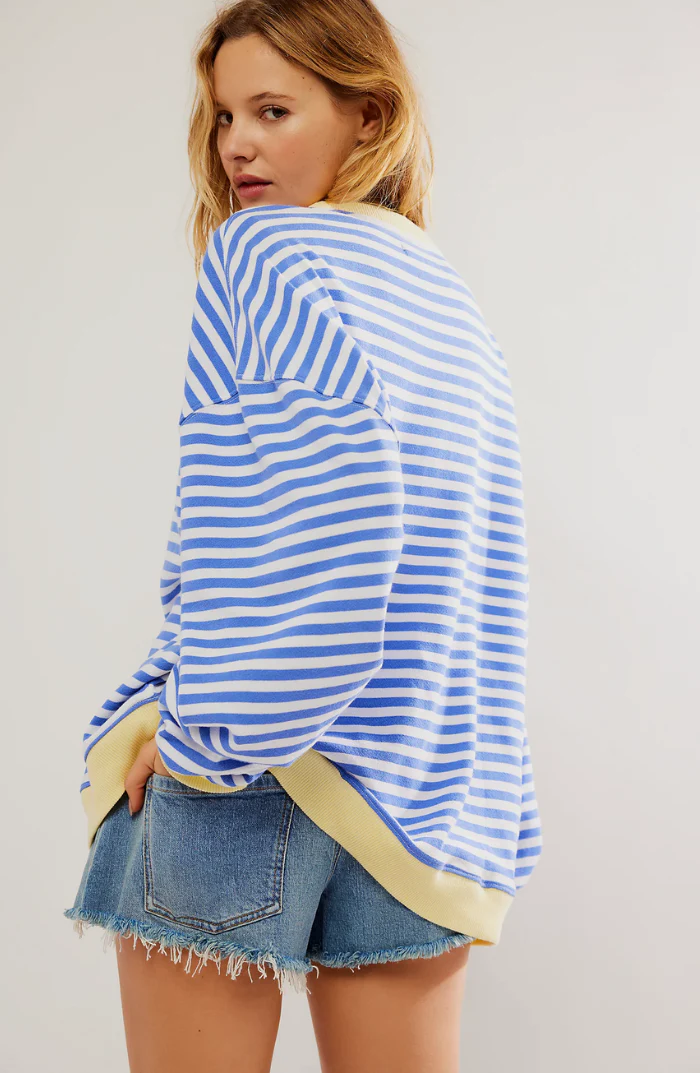 Heidi-Mode | Lässiges Gestreiftes Sweatshirt mit Kontrastierenden Akzenten für Damen - Image 2