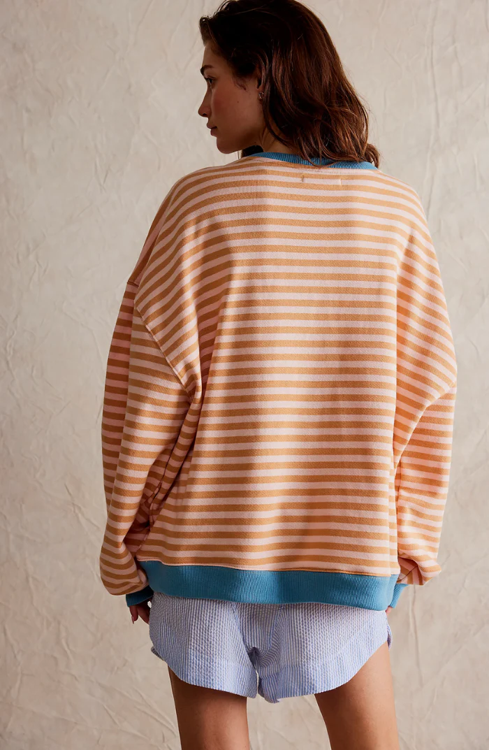 Heidi-Mode | Lässiges Gestreiftes Sweatshirt mit Kontrastierenden Akzenten für Damen - Image 3