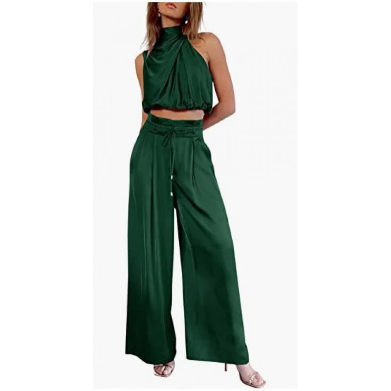 Heidi-Mode | Lässiges Ärmelloses Oberteil mit Midriff und Weiten Beinen 2 Teiliges Satz Damenbekleidung - Image 6