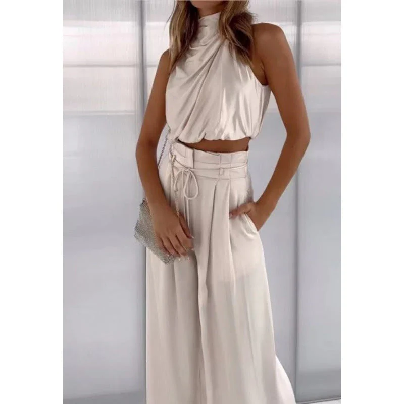 Heidi-Mode | Lässiges Ärmelloses Oberteil mit Midriff und Weiten Beinen 2 Teiliges Satz Damenbekleidung - Image 7