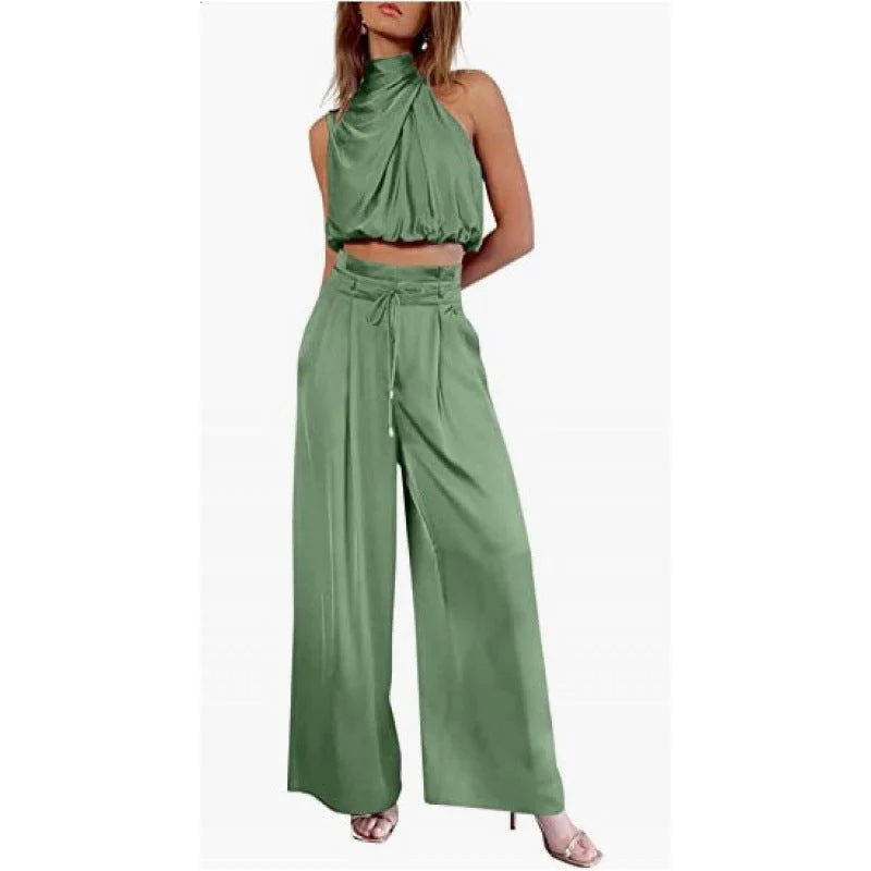 Heidi-Mode | Lässiges Ärmelloses Oberteil mit Midriff und Weiten Beinen 2 Teiliges Satz Damenbekleidung - Image 8
