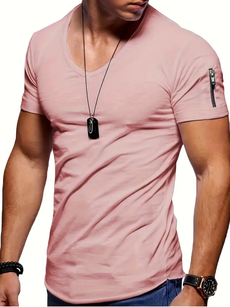 Heidi-Mode | Lässiges T-Shirt mit V-Ausschnitt für Herren - Image 10