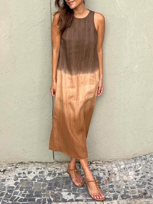 Heidi-Mode | Luftiges Leinenkleid Aus Baumwolle mit Farbverlauf und Schlitz Am Bein - Image 2