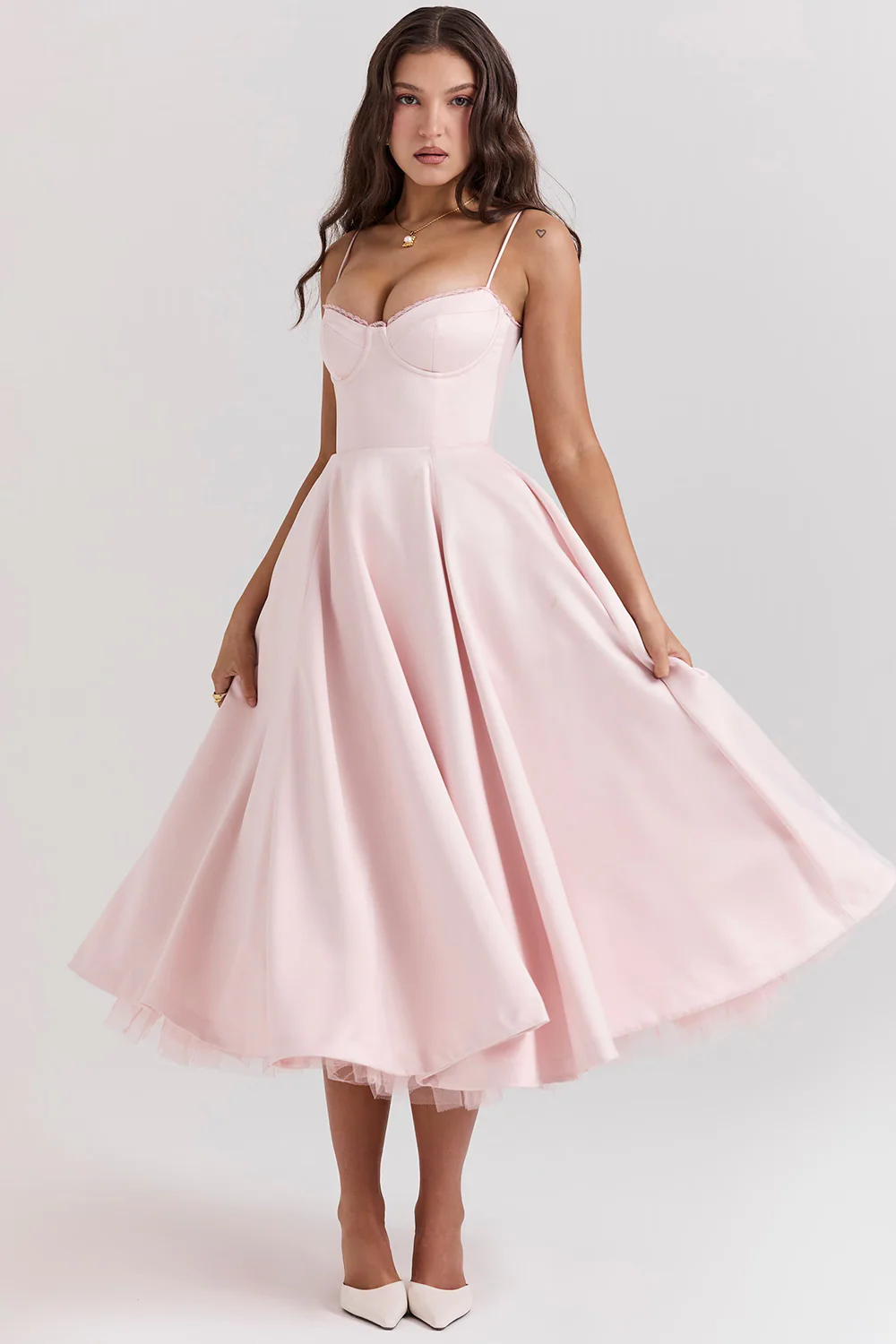 Heidi-Mode | Luxuriös Ausgestellte Kleid mit Spaghettiträgern für Frauen Hochzeit, Braut und Fest Kasana - Image 12