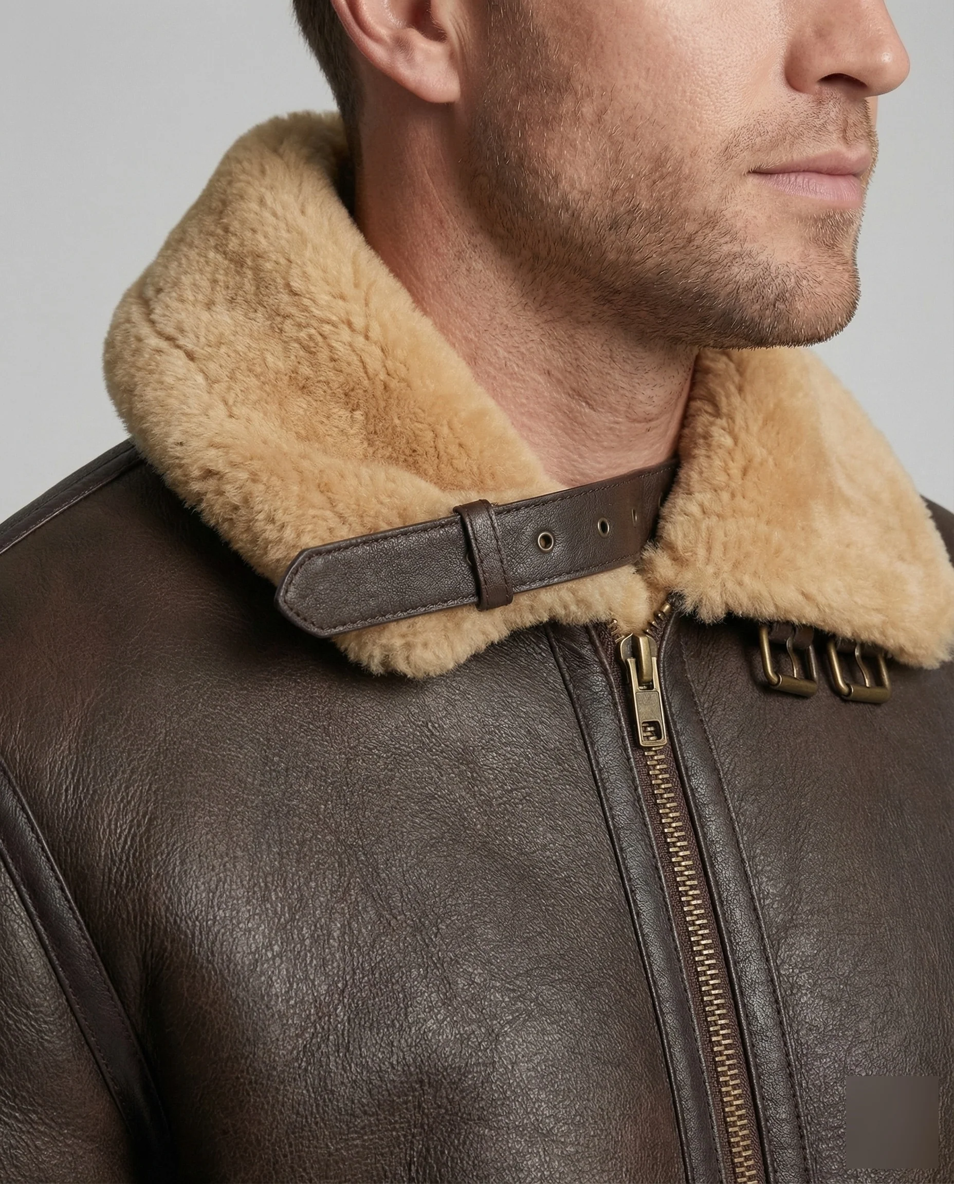 Herren Aviator-Pilotenjacke aus Kunstleder mit breitem Kragen & Reißverschluss | Heidi-Mode - Image 3