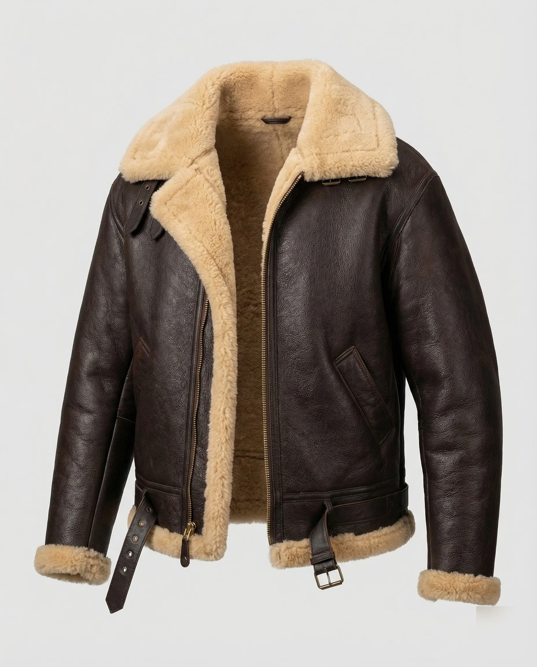 Herren Aviator-Pilotenjacke aus Kunstleder mit breitem Kragen & Reißverschluss | Heidi-Mode - Image 5