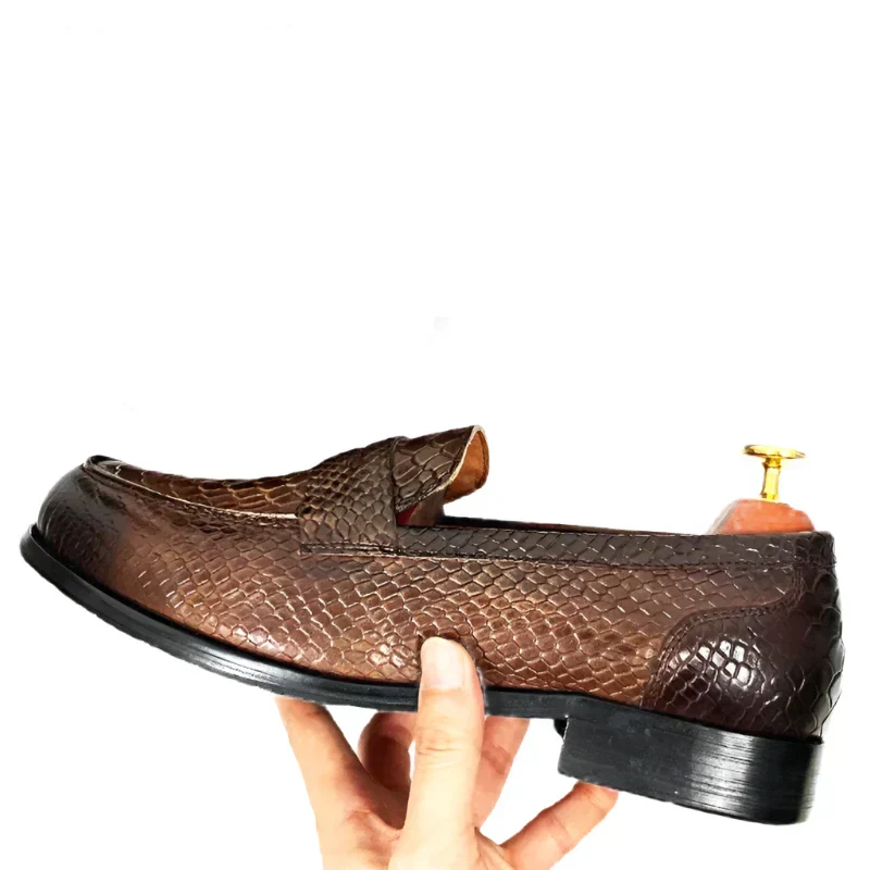 Heidi-Mode | Luxus Schwarze Lederloafers mit Schlangenprint - Image 2