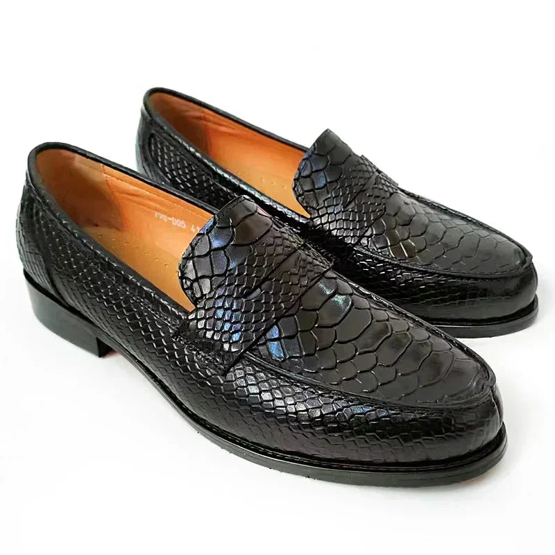 Heidi-Mode | Luxus Schwarze Lederloafers mit Schlangenprint - Image 4