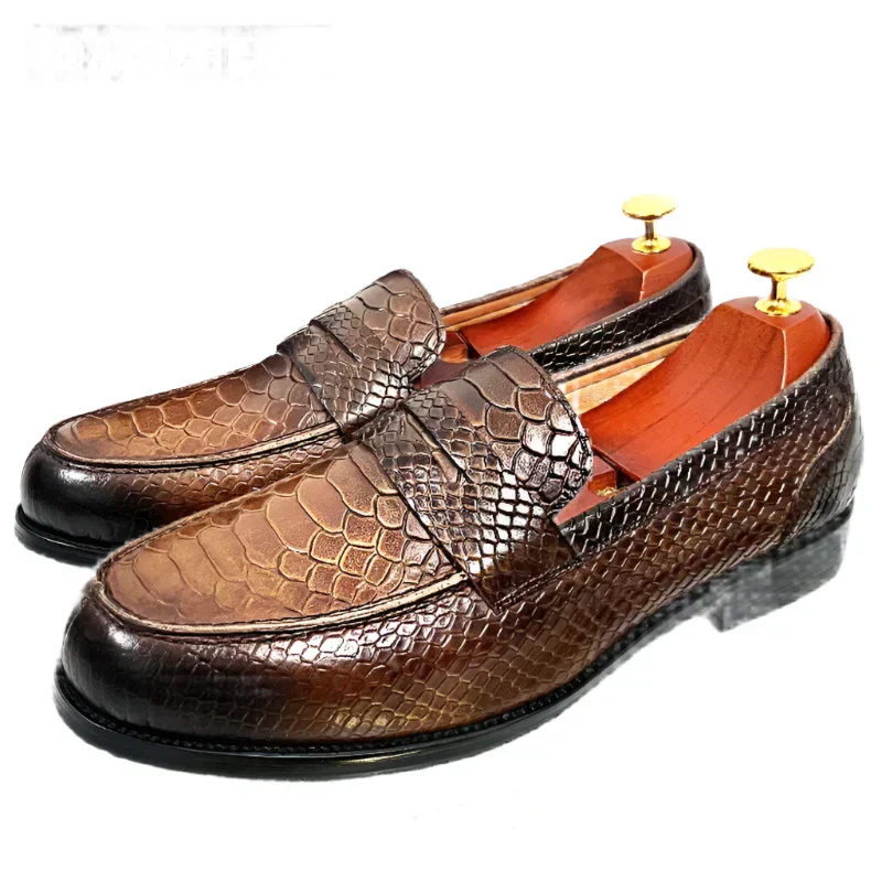 Heidi-Mode | Luxus Schwarze Lederloafers mit Schlangenprint - Image 5