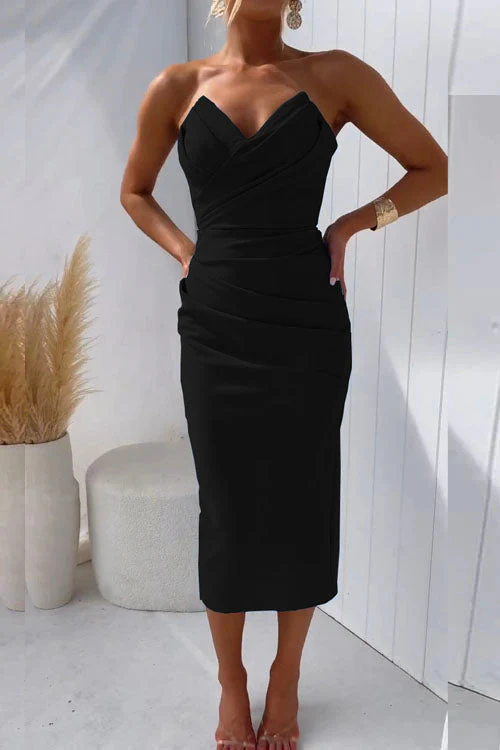 Heidi-Mode | Trägerloses Midi Partykleid mit Rückenschlitz - Image 5