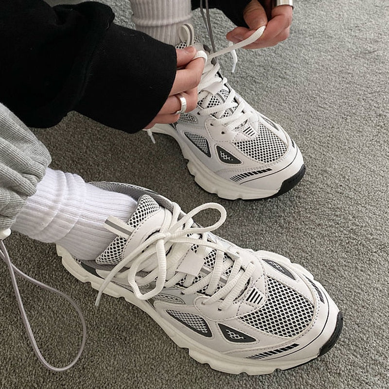Heidi-Mode | Mehrfarbige Mesh Sneaker mit Dicker Sohle für Damen - Image 5