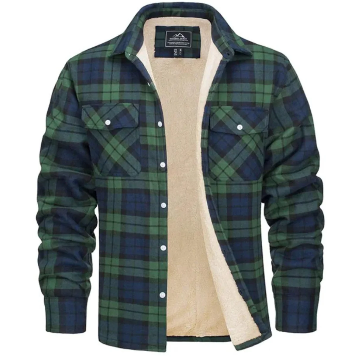 Heidi-Mode | Herren Sherpa gefütterte Flanellhemdenjacke - Image 5