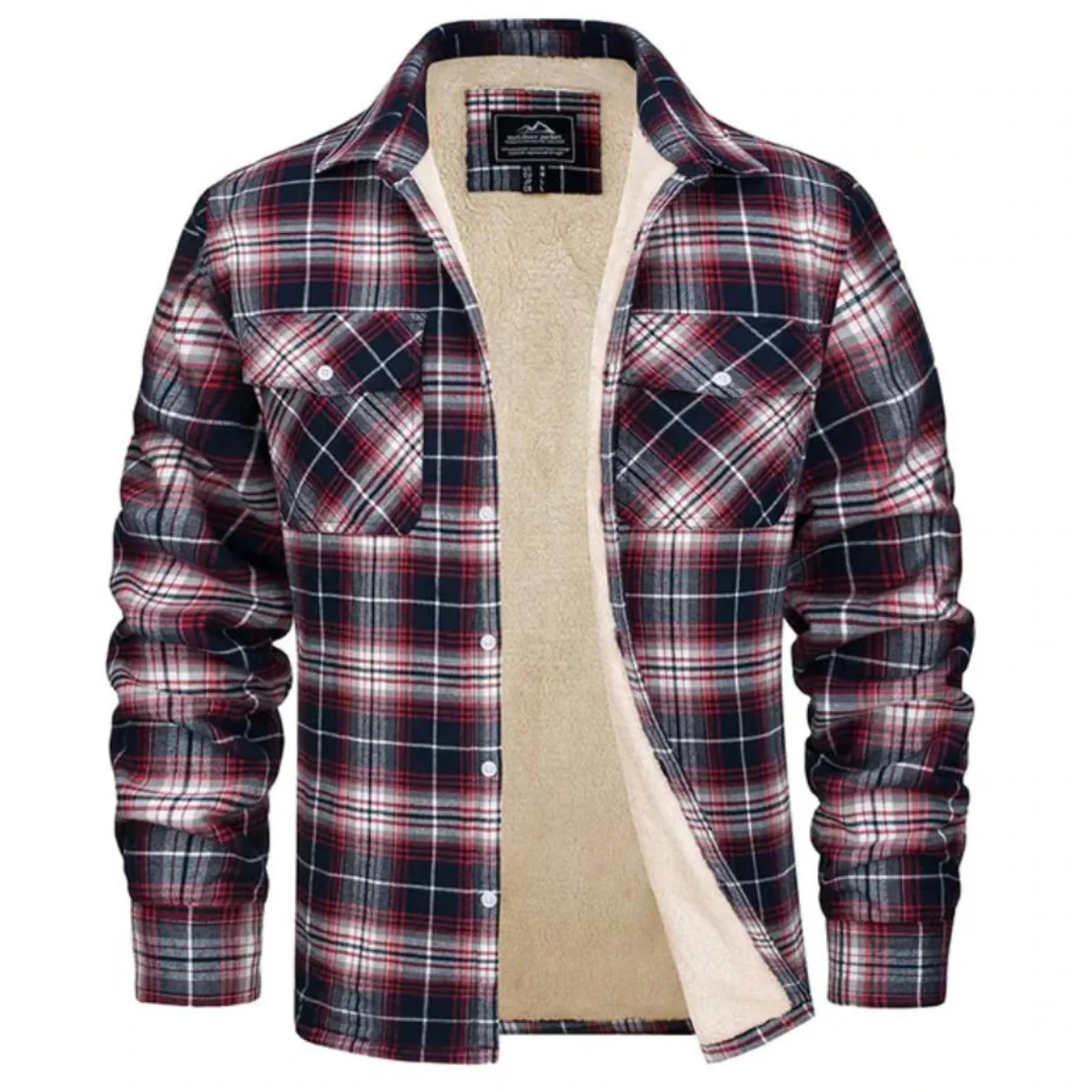 Heidi-Mode | Herren Sherpa gefütterte Flanellhemdenjacke - Image 6