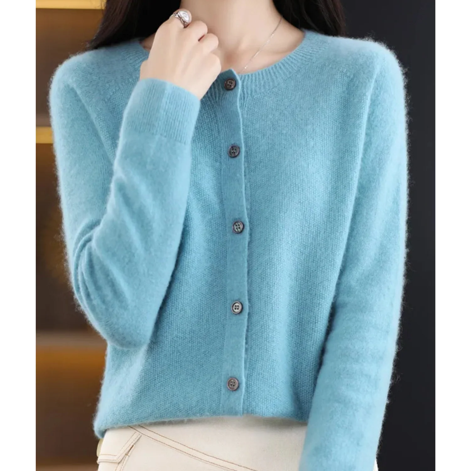 Heidi-Mode | Damen Rundhals Cardigan Pullover - Image 4