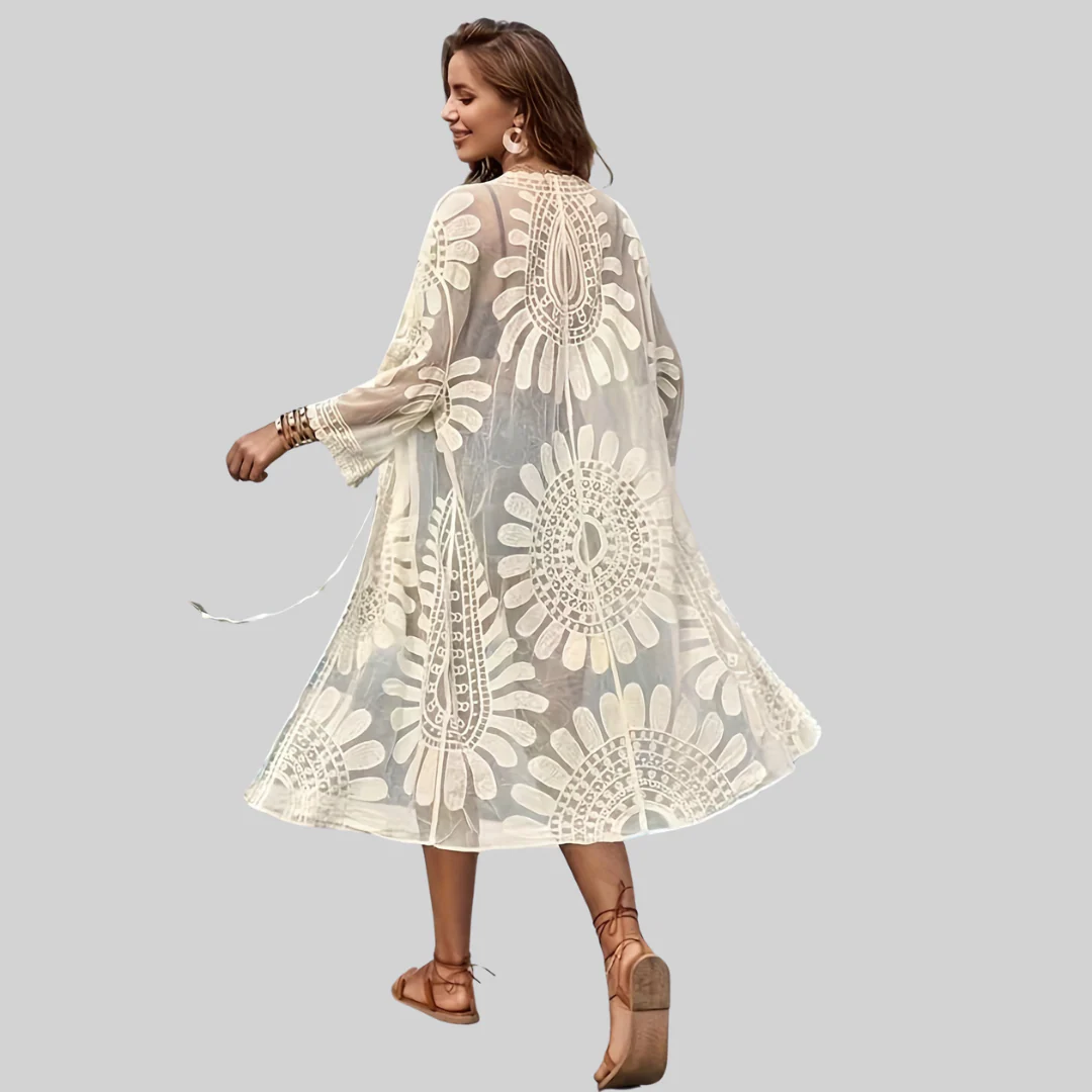 Heidi-Mode | Mesh Überwurf – Boho – V-Ausschnitt Bestickt - Image 3