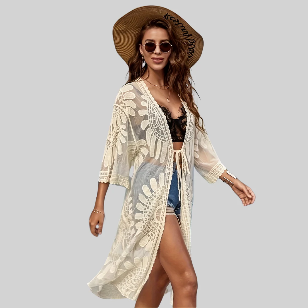 Heidi-Mode | Mesh Überwurf – Boho – V-Ausschnitt Bestickt - Image 4