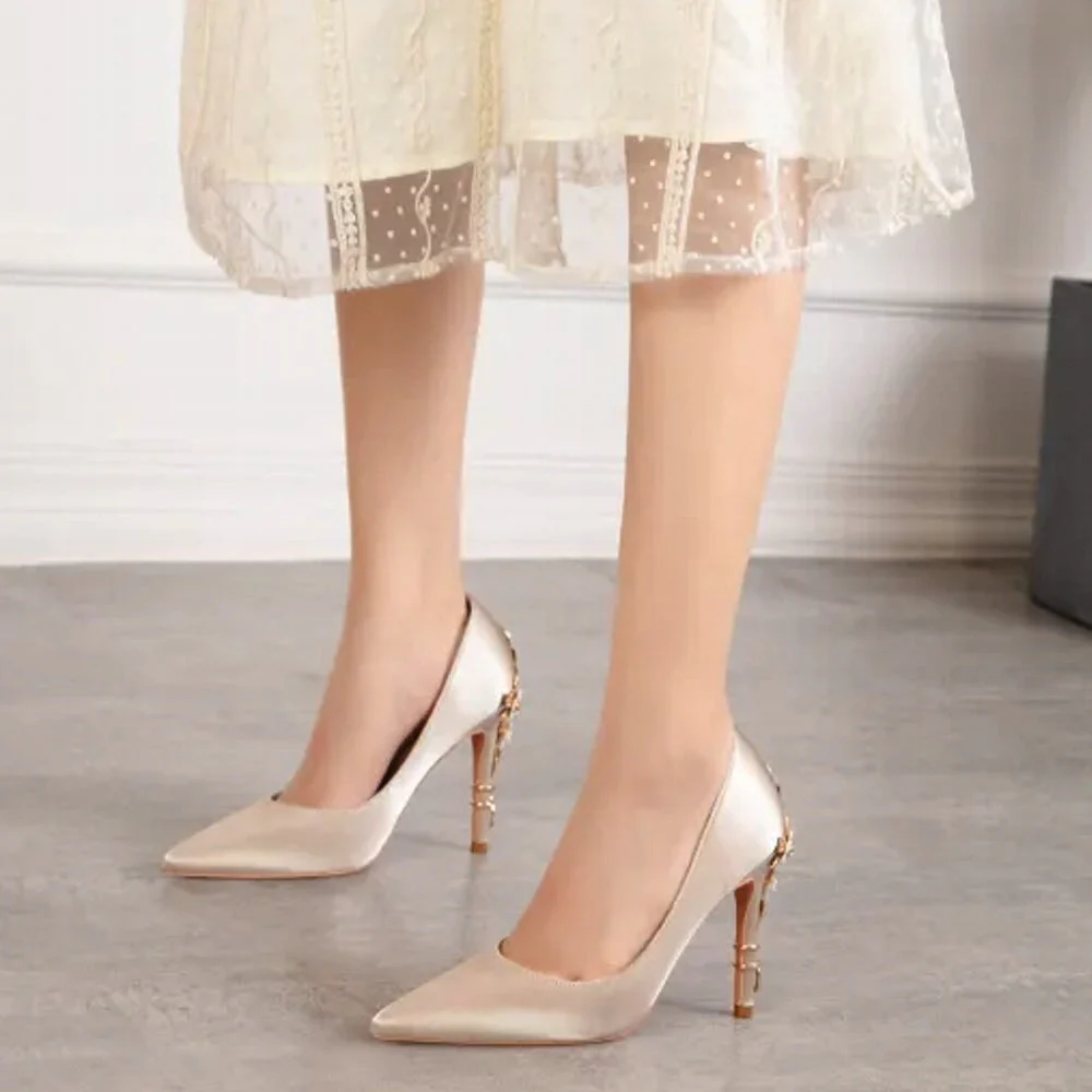 Heidi-Mode | Metallisch Verstellte High Heels für Frauen Stiletto - Image 4