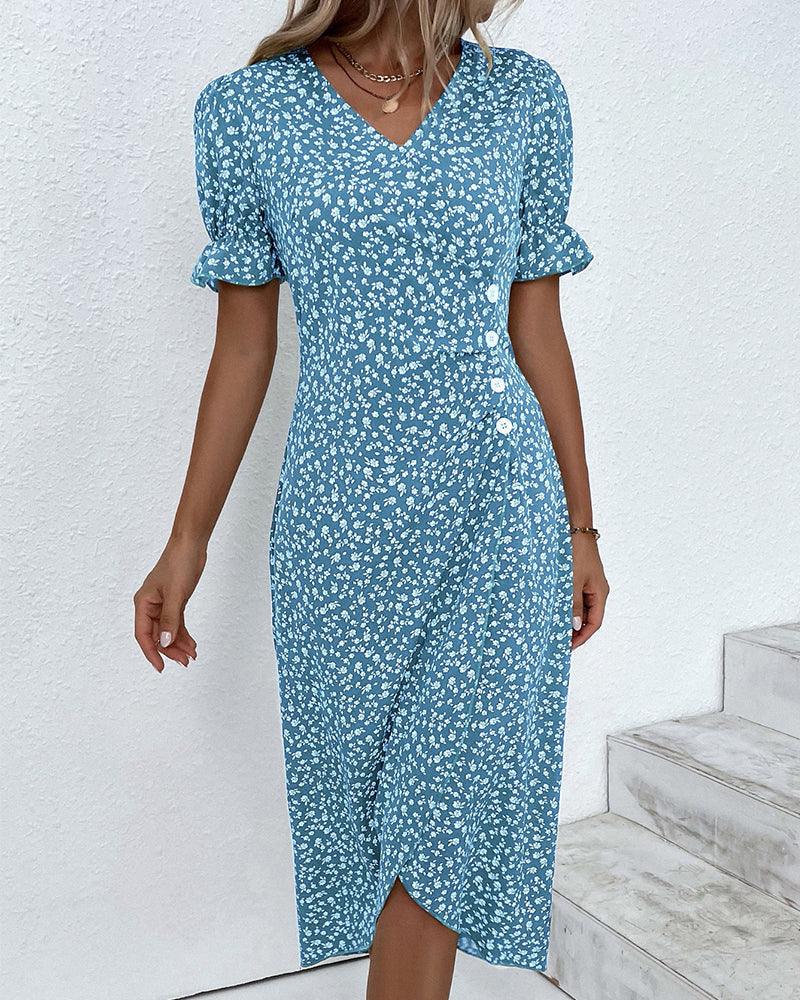 Heidi-Mode | Midi Blumen Sommerkleid mit Kurzen Ärmeln - Image 3