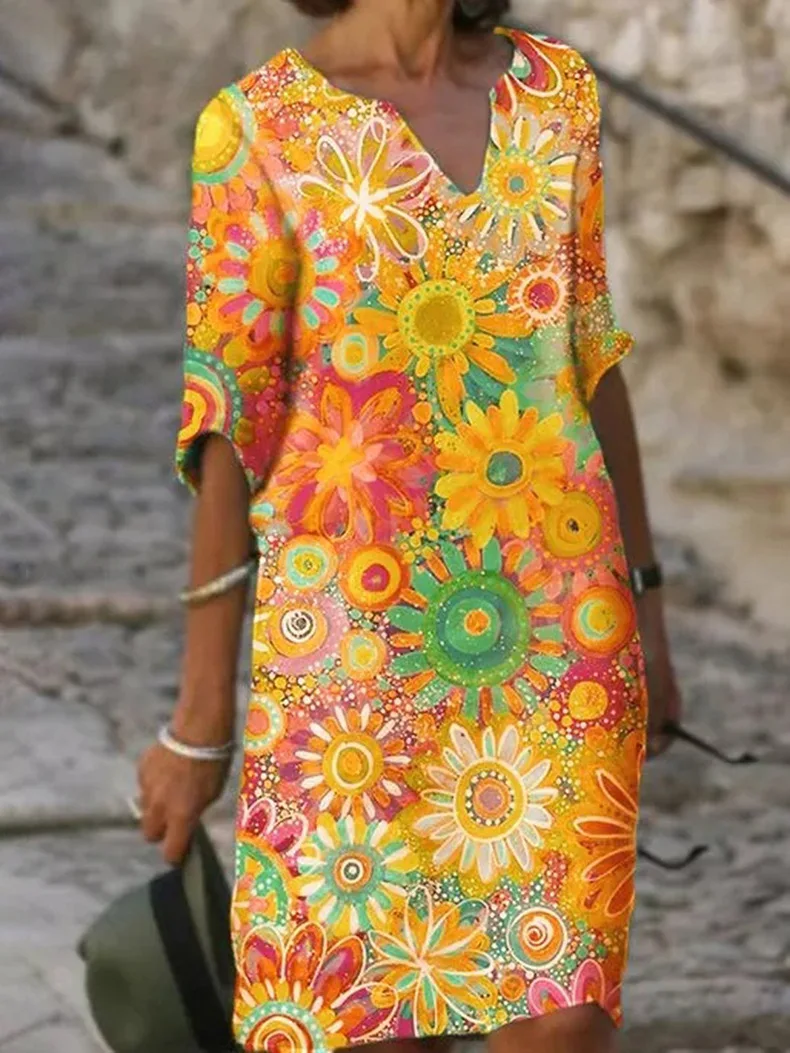 Heidi-Mode | Midi-Kleid mit V-Ausschnitt und Blumenmuster - Image 2