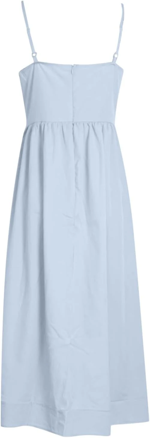 Heidi-Mode | Midi Kleid Spaghettiträger Quadratischer Ausschnitt Ausgestellter Rock Elegante Passform - Image 6