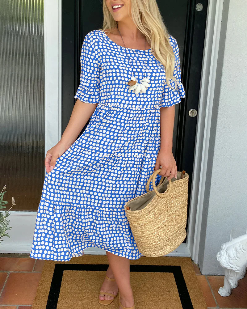 Heidi-Mode | Midikleid mit Rundhalsausschnitt und Polka-Dot-Print - Image 6