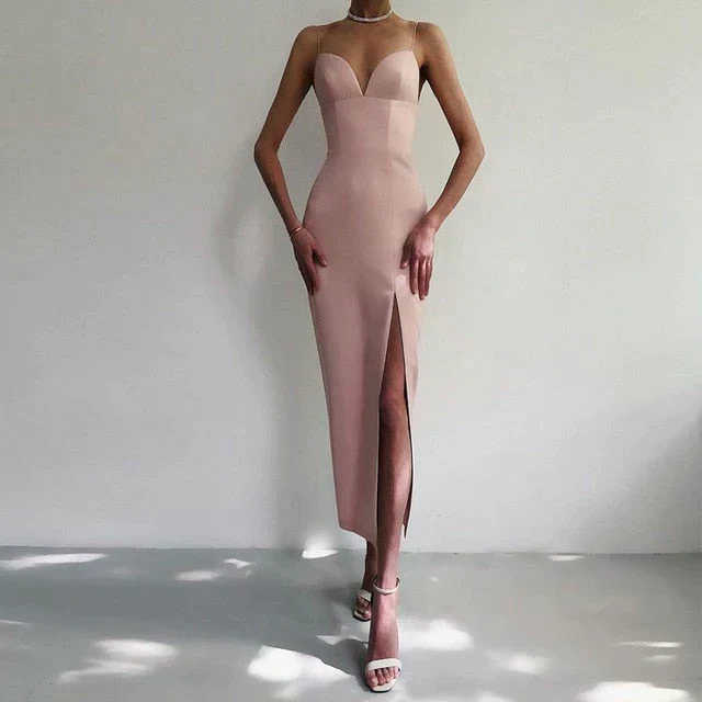 Heidi-Mode | Midikleid mit V-Ausschnitt und Spaghettiträgern - Image 4