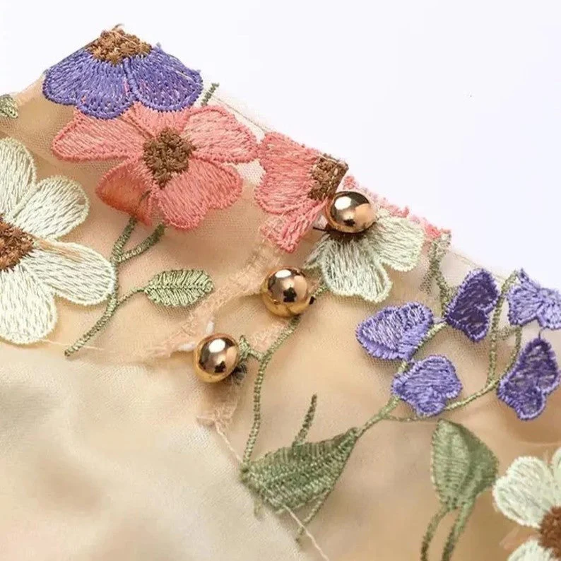 Heidi-Mode | Minikleid mit Floralen Applikationen und Durchscheinender Optik - Image 4
