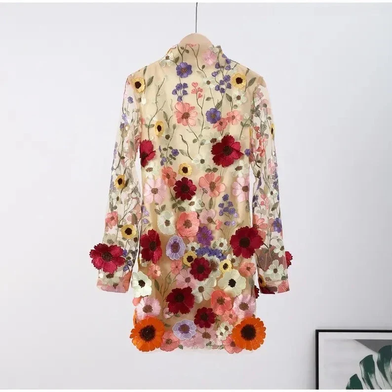 Heidi-Mode | Minikleid mit Floralen Applikationen und Durchscheinender Optik - Image 7