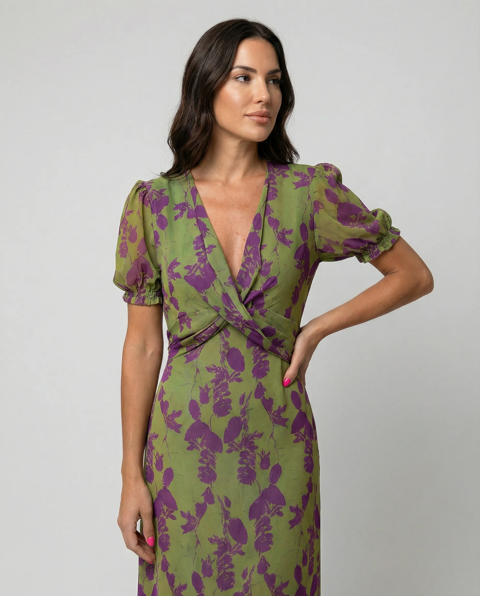 Leichtes Sommerkleid mit Blumenmuster und V-Ausschnitt für Den Alltag Heidi-Mode - Image 2