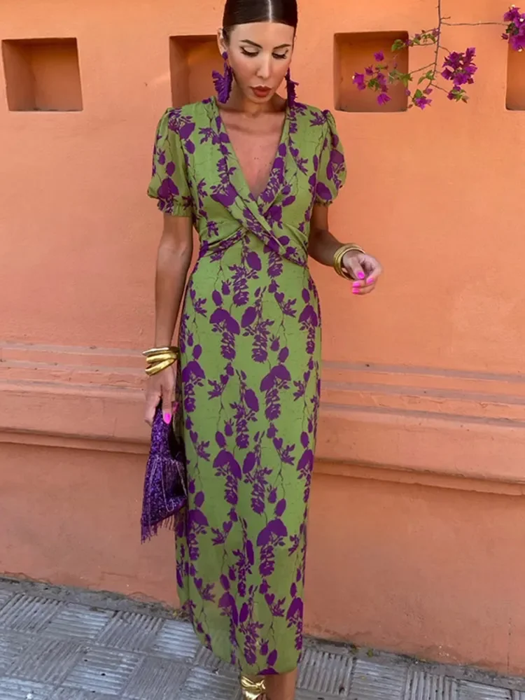 Leichtes Sommerkleid mit Blumenmuster und V-Ausschnitt für Den Alltag Heidi-Mode - Image 8