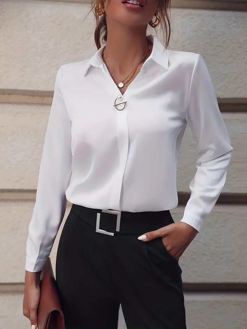 Heidi-Mode | mit Kragen Elegant Langarm Formelle Hemden Arbeitsblusen für Frauen - Image 4
