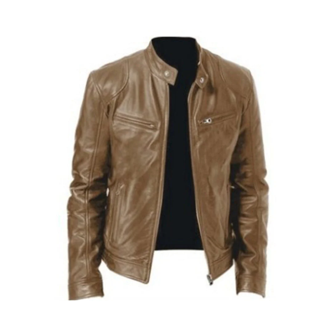 Heidi-Mode | Herren Lederjacke - Biker Stil mit Stehkragen - Image 4