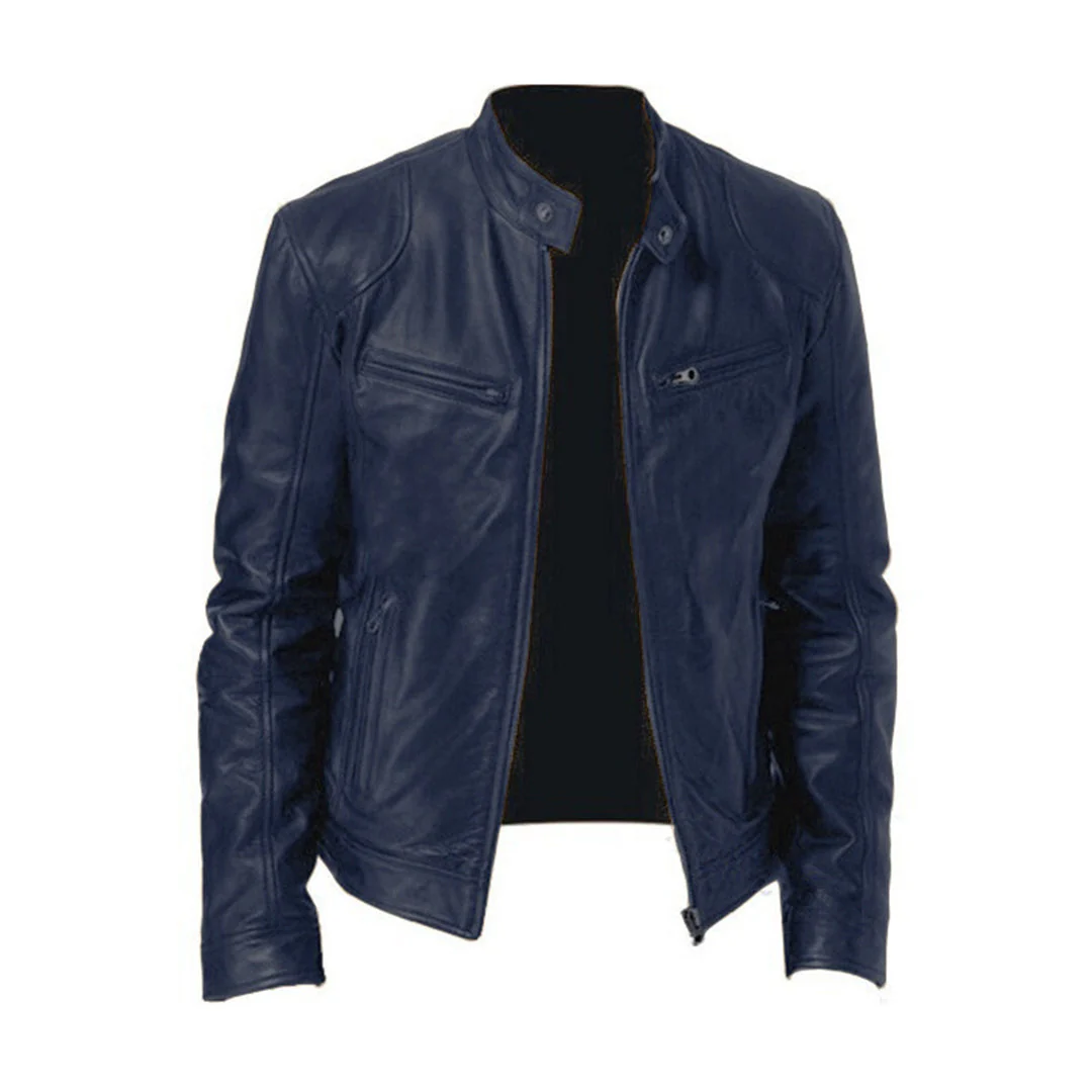 Heidi-Mode | Herren Lederjacke - Biker Stil mit Stehkragen - Image 5