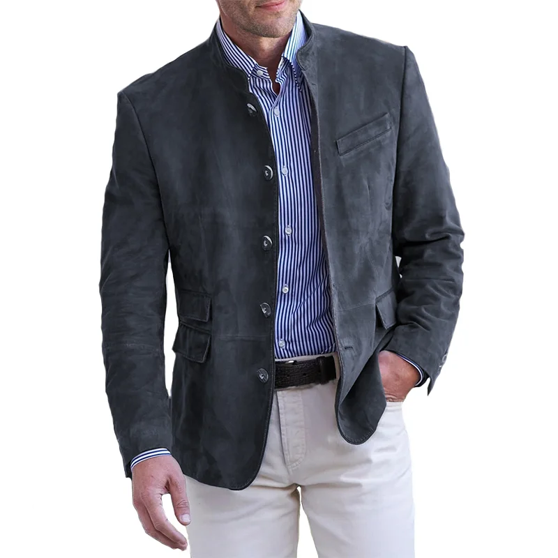 Heidi-Mode | Herren Wildleder Blazer - Mandarin Kragen & Slim Fit - Image 2