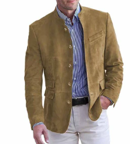 Heidi-Mode | Herren Wildleder Blazer - Mandarin Kragen & Slim Fit - Image 3