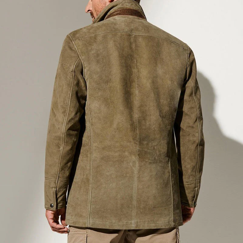 Heidi-Mode | Herren Wildlederjacke mit Lederbesatz - Reverskragen-Design - Image 3