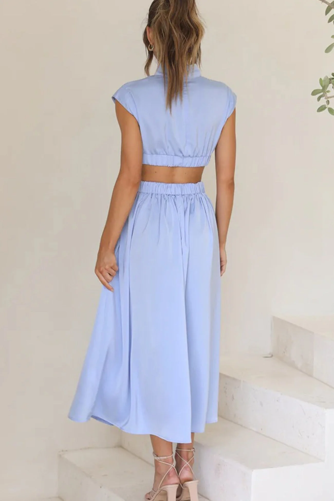 Heidi-Mode | Mock Neck Cutout Midi Kleid - Image 10