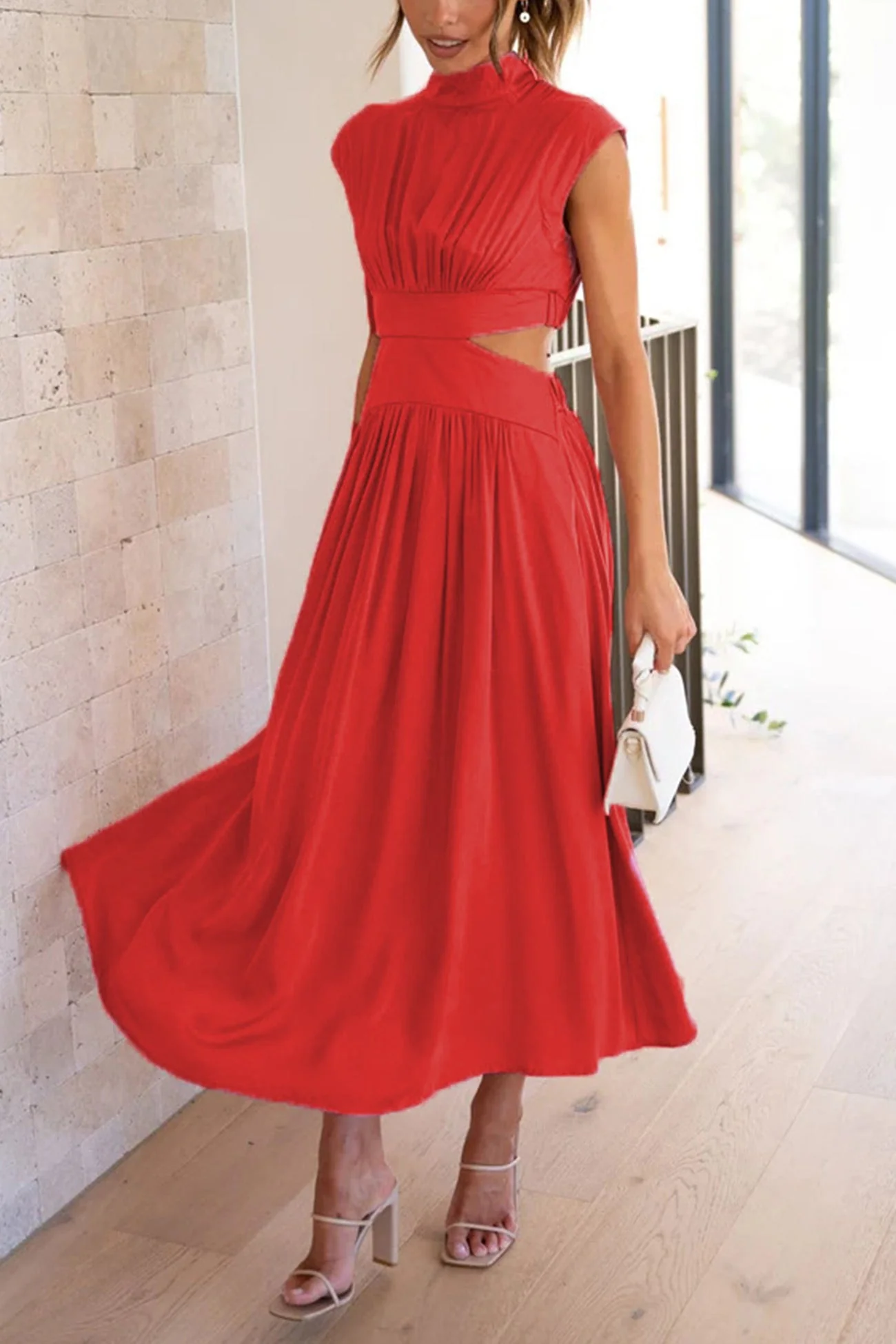 Heidi-Mode | Mock Neck Cutout Midi Kleid - Image 13