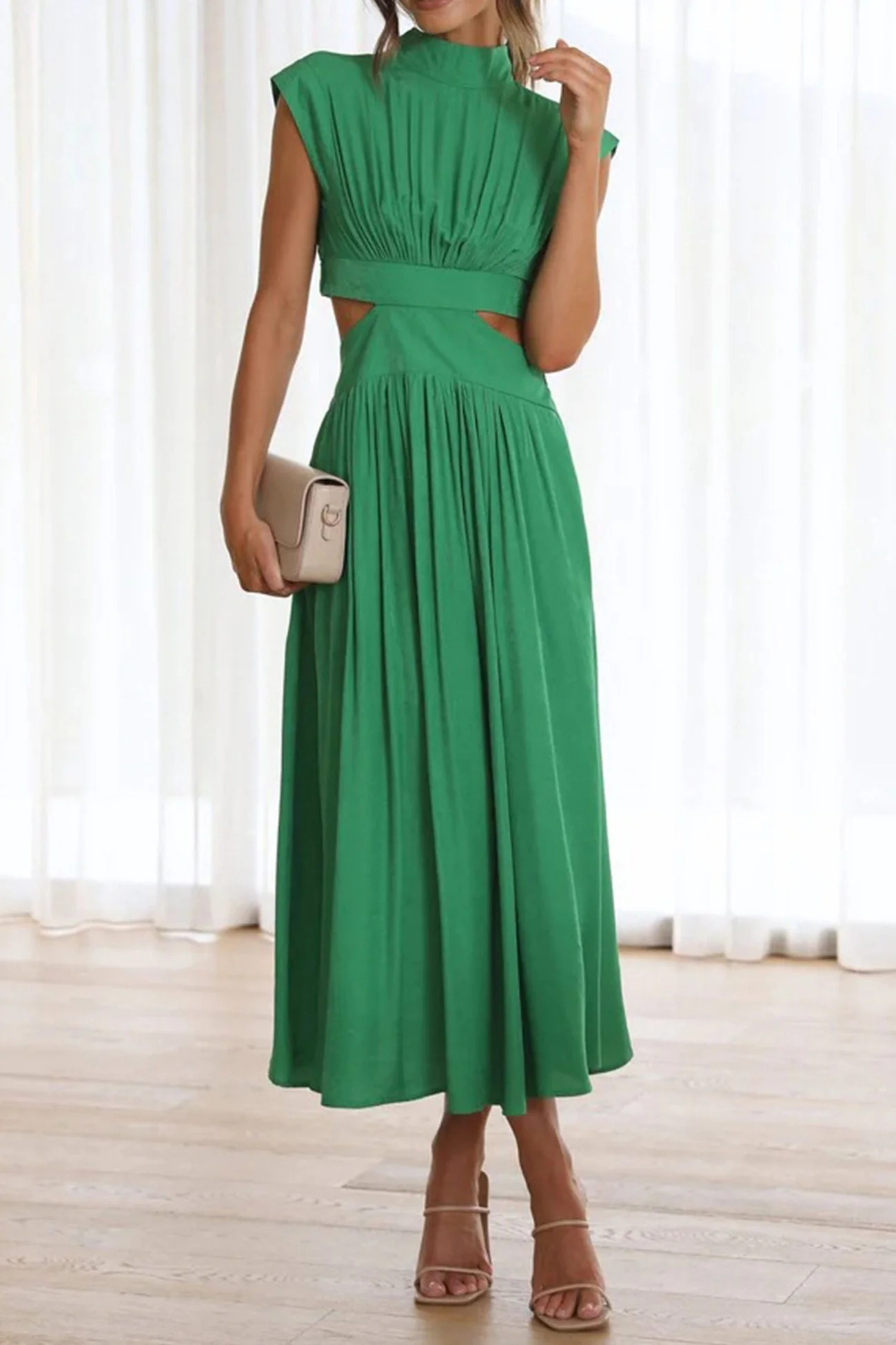 Heidi-Mode | Mock Neck Cutout Midi Kleid - Image 18