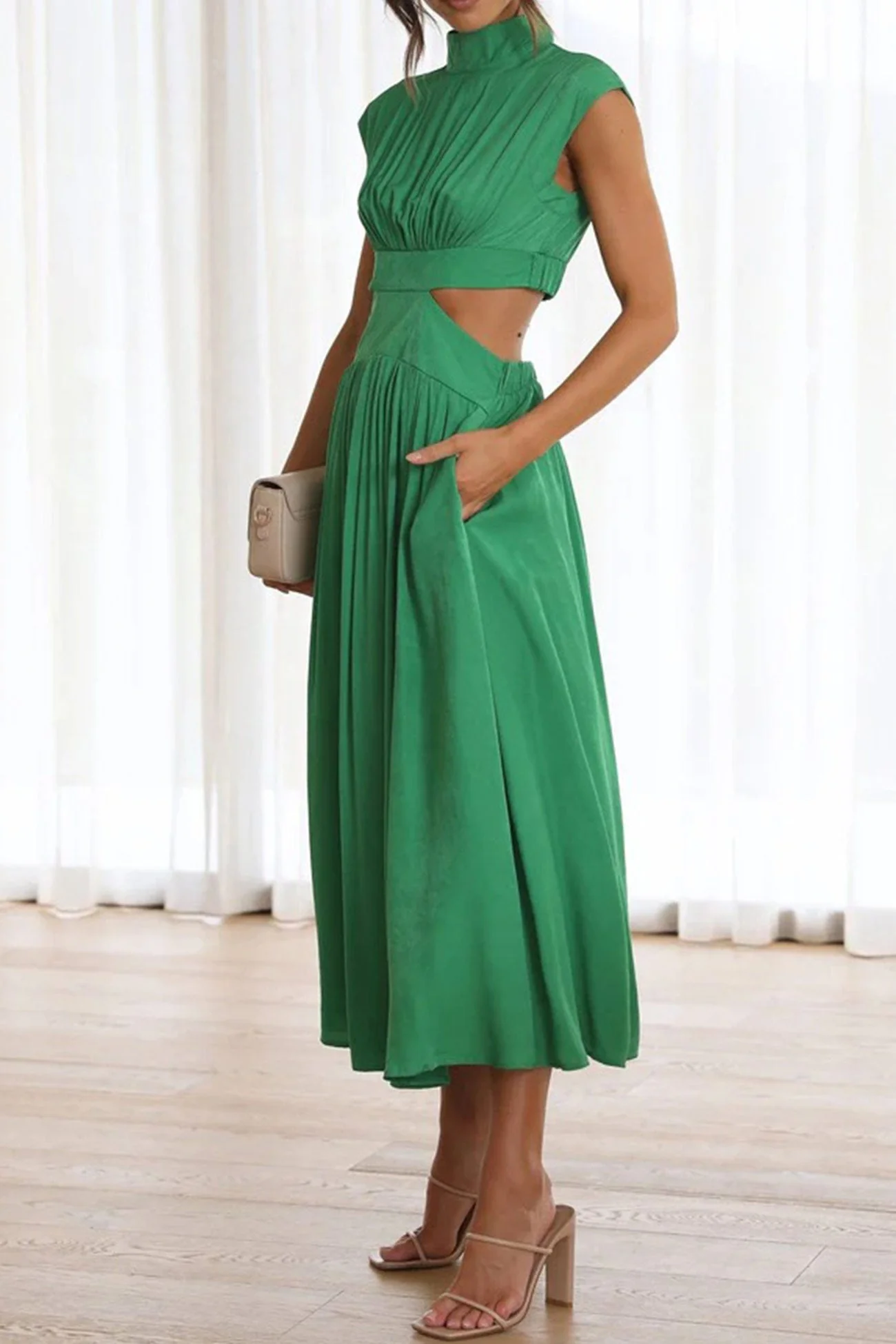Heidi-Mode | Mock Neck Cutout Midi Kleid - Image 19