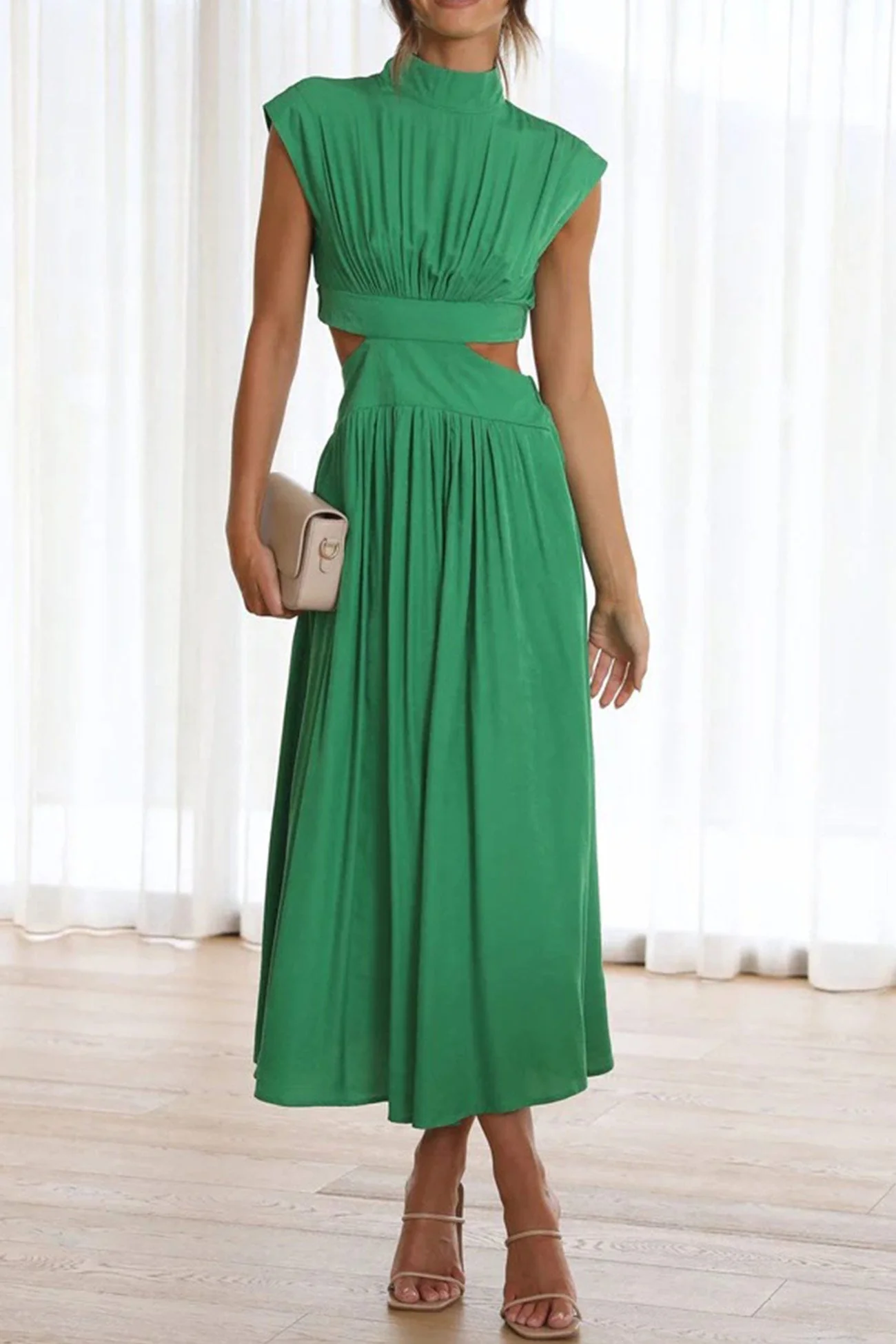Heidi-Mode | Mock Neck Cutout Midi Kleid - Image 20